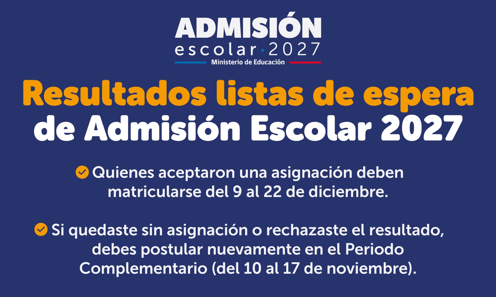Fechas de Matrículas según Sistema de Admisión Escolar  